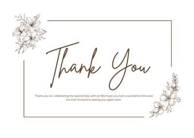 Thank You Card- Post Card Style 5&quot; x 7&quot;