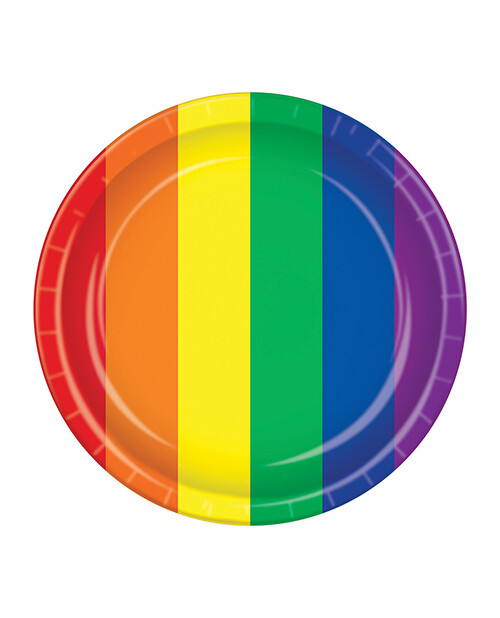 PRIDE PLATES 9" RAINBOW 8PK
