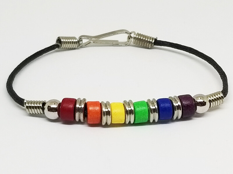 RAINBOW CERAMIC BEAD BRACELET, Size: 7"
