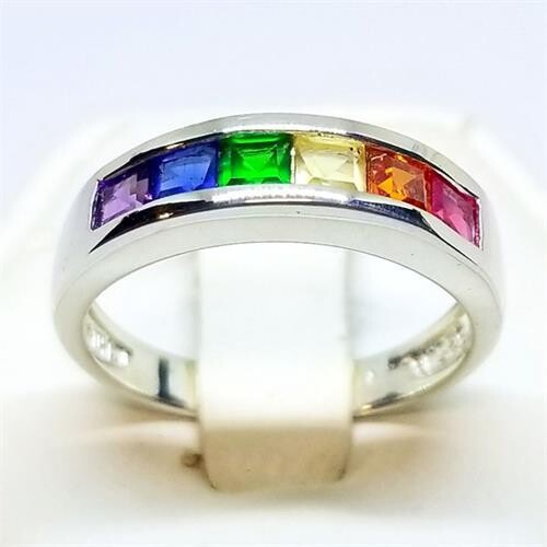NARROW BAND PRIDE RING, Color: SILVER, Size: 5