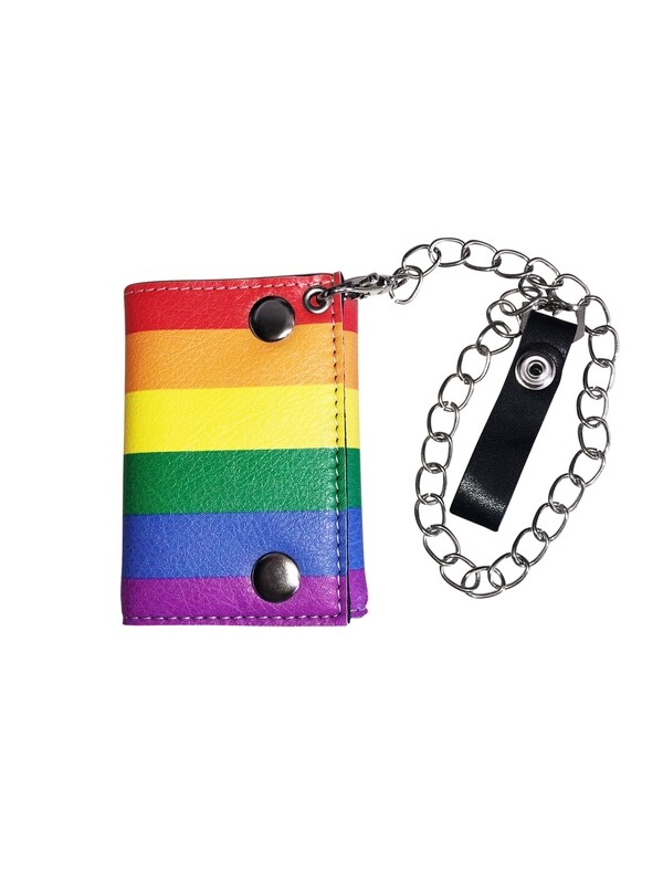 RAINBOW TRI-FOLD WALLET W/ CHAIN