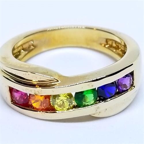 RING-PRIDE, ROUND STONES, GOLD SIZE 05