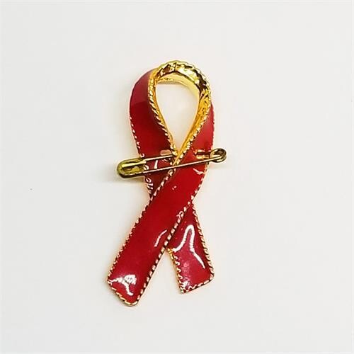 RED RIBBON LARGE LAPEL PIN