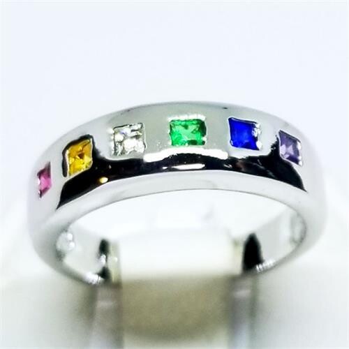 RING-PRIDE, SQUARES STERLING SILVER SIZE 11