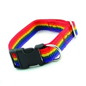 RAINBOW NYLON PET COLLAR MEDIUM (12-19"Lx3/4"W)