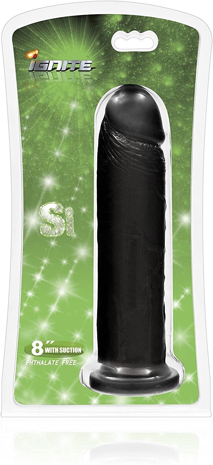 8in COCK WITH SUCTION, Color: BLACK