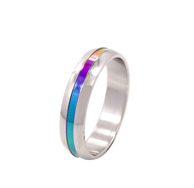 STAINLESS ANODIZED RAINBOW BAND, Size: 5
