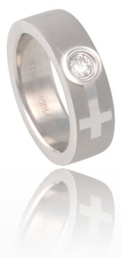 STAINLESS SATIN FEMALE/VENUS SYMBOL RING WITH CZ, Size: 5