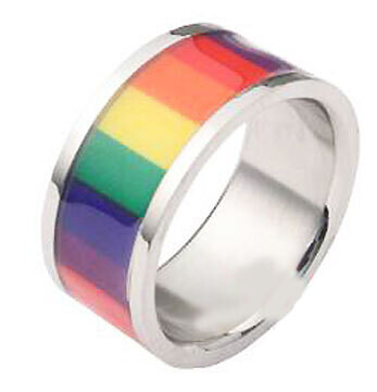 STAINLESS STEEL FILM RAINBOW RING, Size: 5