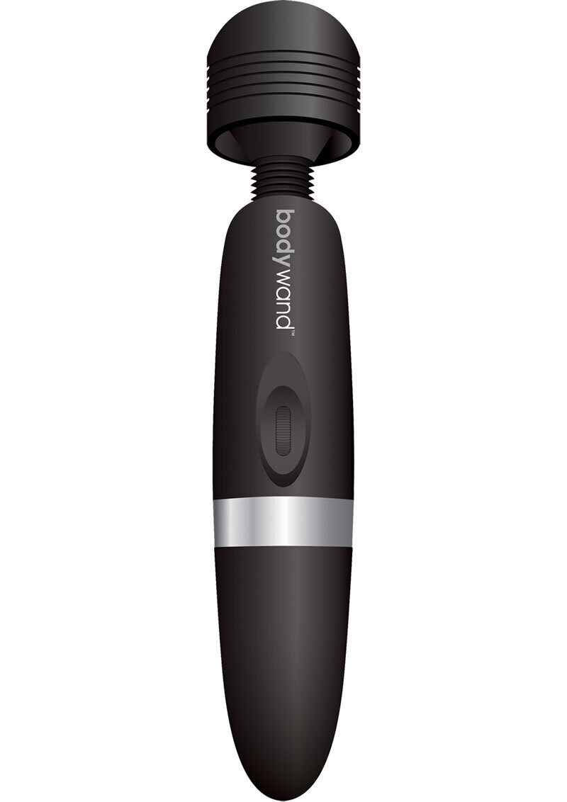BODYWAND LARGE RECHARGEABLE SILICONE WAND MASSAGER, Color: BLACK