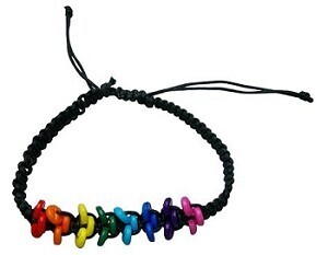 RAINBOW BEAD BLACK BRACELET