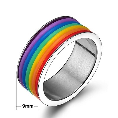 RAINBOW RUBBER BANDS PRIDE RING, Size: 5