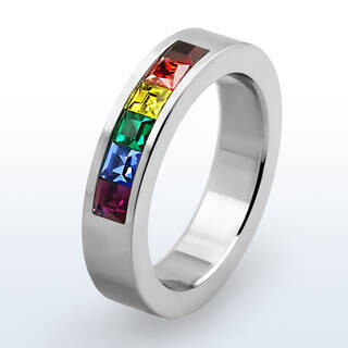RAINBOW STONES CHANNEL SET RING, Size: 6
