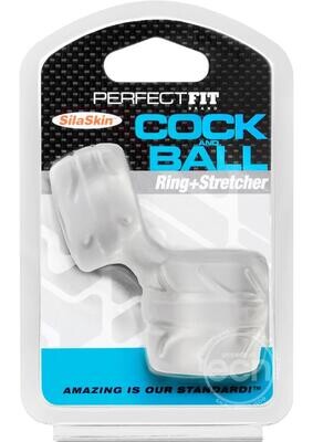 PERFECT FIT COCK & BALL RING+STRETCHER, Color: CLEAR