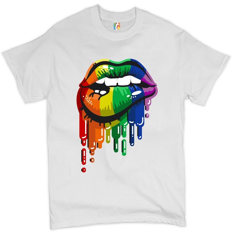 RAINBOW LIPS T SHIRT, Size: SMALL