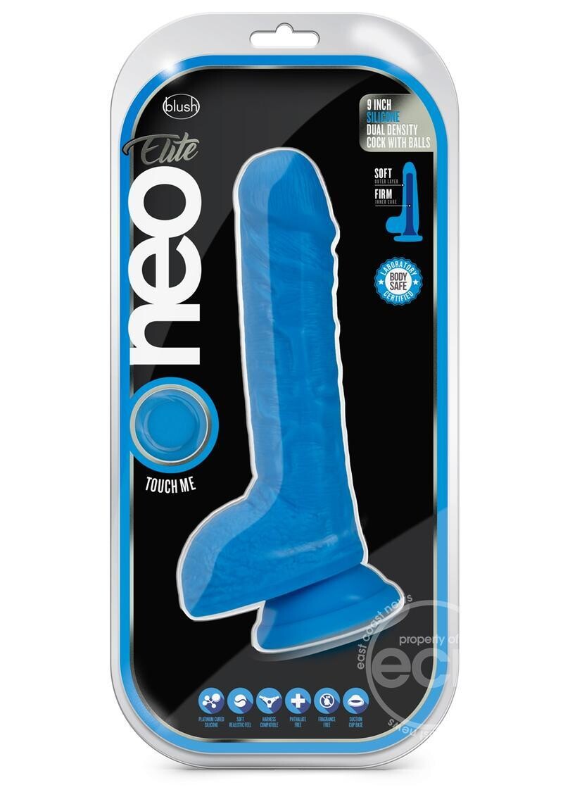 NEO ELITE D DENSE COCK WITH BALLS 9 NEO ELITE D DENSE COCK WITH BALLS 9" , Color: BLUE