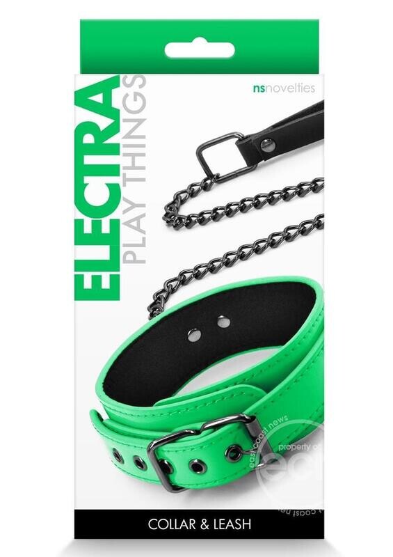 ELECTRA PLAY THINGS COLLAR & LEASH, Color: GREEN