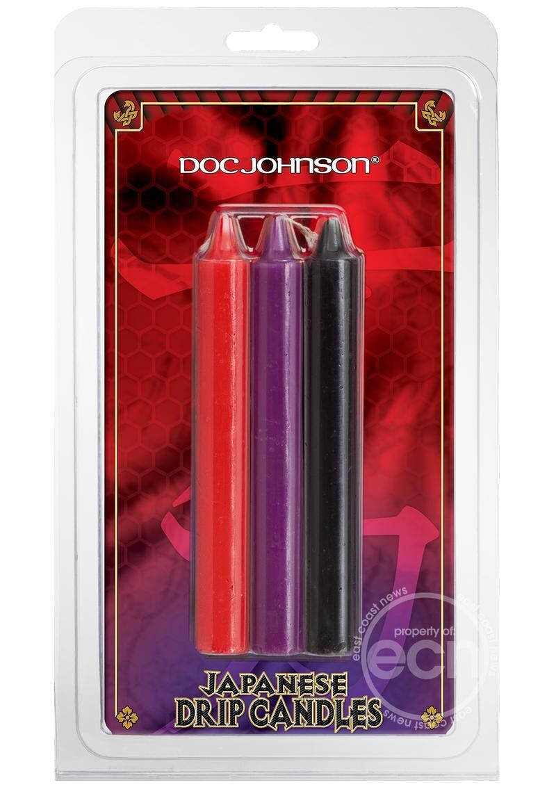 JAPANESE DRIP CANDLES 3  PACK, Color: RED/PURPLE/BLACK