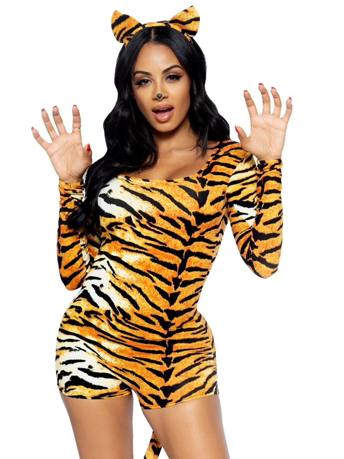 UNTAMED TIGER COSTUME WITH EARS, Size: X-SMALL