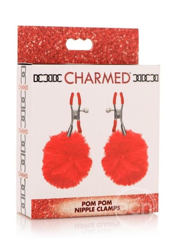 CHARMED POM POM NIPPLE CLAMPS, Color: RED