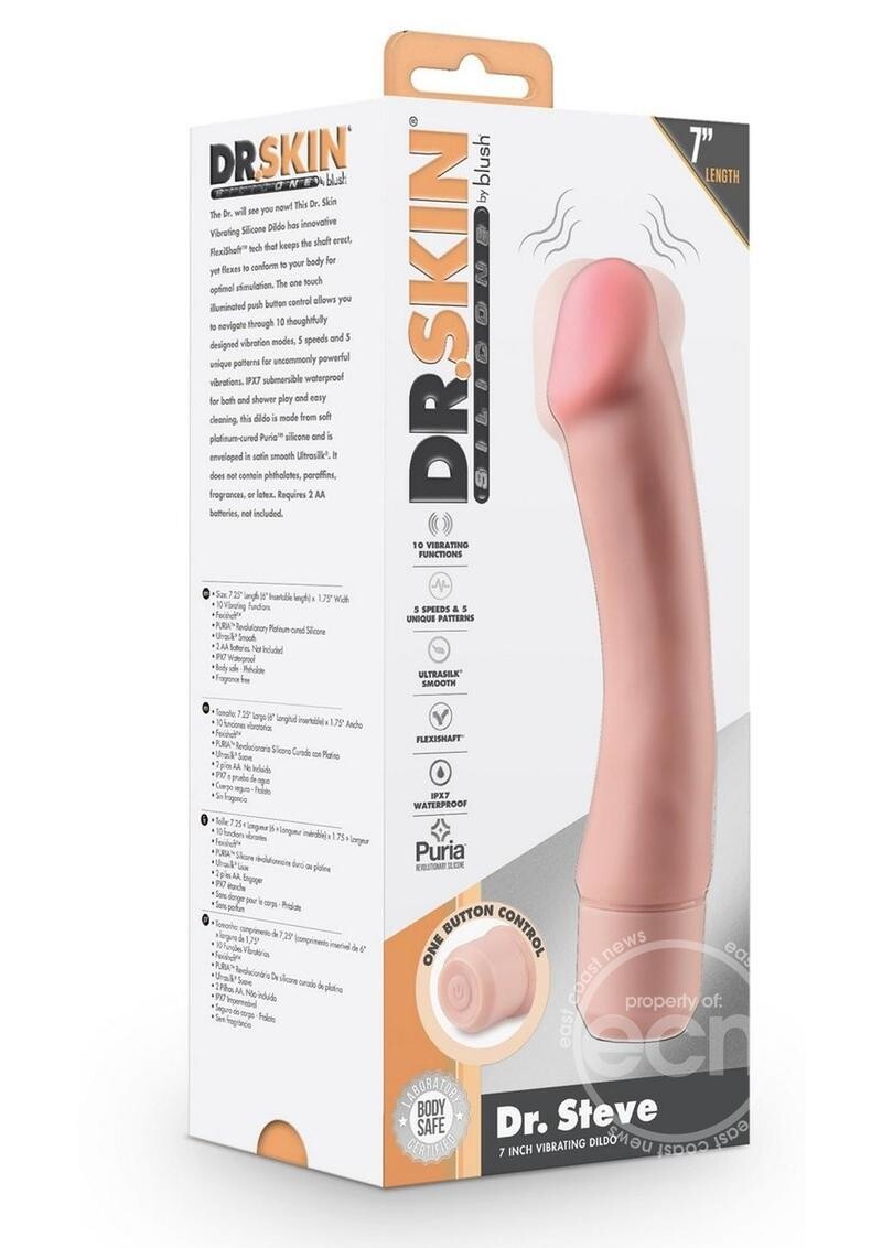 DR SKIN SILICONE DR STEVE VIBRATING 7", Color: BEIGE
