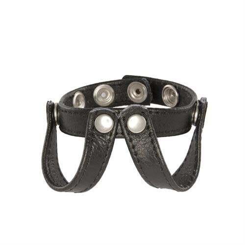 LEATHER V-TYPE SNAP BALL SPREADER BLACK