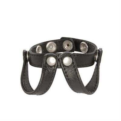 LEATHER V-TYPE SNAP BALL SPREADER BLACK