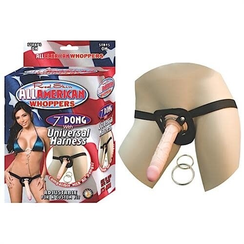 ALL AMERICAN WHOPPER 7" DONG WITH HARNESS