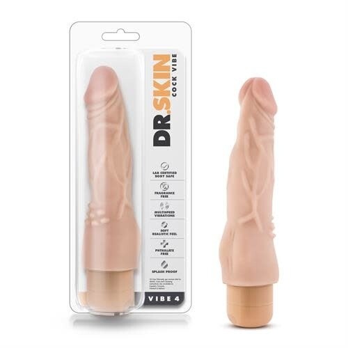 DR SKIN COCK VIBE #4 VIBRATING DILDO VANILLA 8"