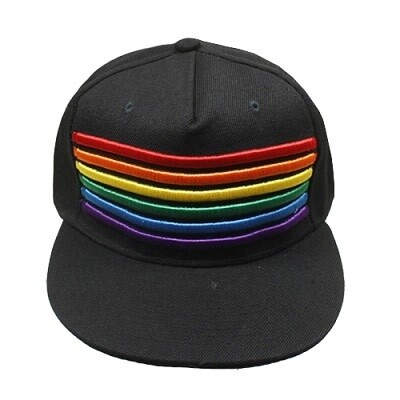 RAINBOW EMBROIDERED STRIPES CAP BLACK