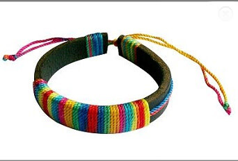 RAINBOW CORDED OVER LEATHER BRACELET