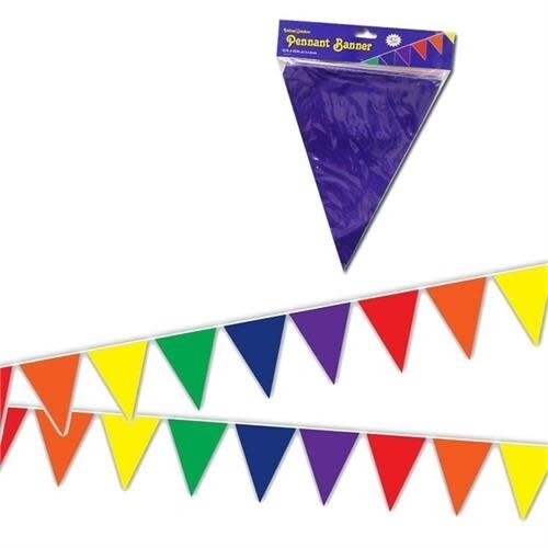 RAINBOW SOLID TRIANGLE PENNANTS 12ft