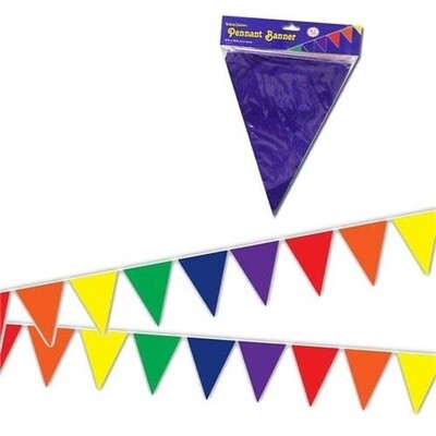 RAINBOW SOLID TRIANGLE PENNANTS 12ft