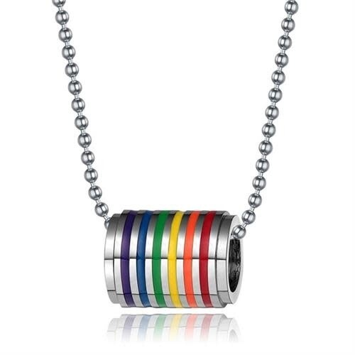 RAINBOW ENAMEL TUBE NECKLACE STAINLESS STEEL