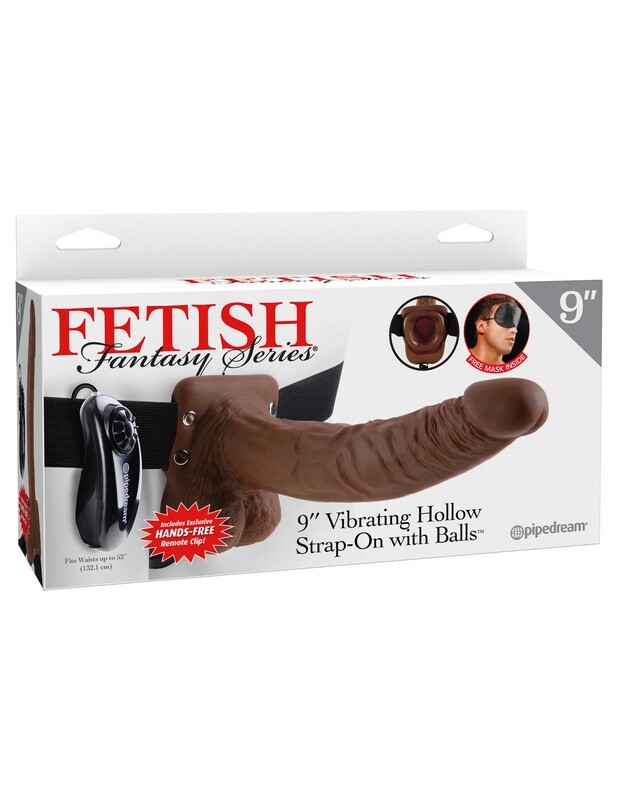 FETISH FANTASY HOLLOW STRAP WITH BALLS VIBRATING BROWN 9"