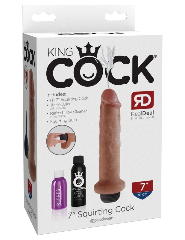 KING COCK SQUIRTING 7" TAN
