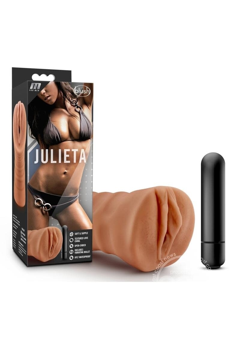 M for Men Julieta Vibrating Masturbator with Bullet - Pussy - Caramel