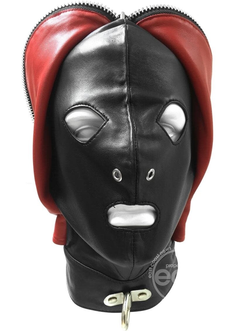 ROUGE LEATHER FLY TRAP ADJUSTABLE MASK BLACK & RED