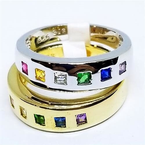 RING-PRIDE, SQUARES, SILVER SIZE 06