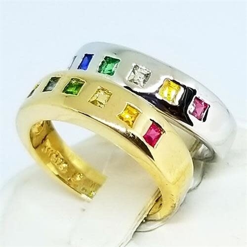 RING-PRIDE, SQUARES, GOLD SIZE 07