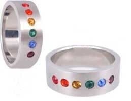 RING-STAINLESS, BAND ROW RAIN GEM SIZE 06