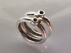 MALE SYMBOL DOUBLE BANDS STERLING SILVER RING (SET OF 2) SIZE 06