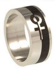 STAINLESS BLACK POWDER COAT VENUS SYMBOL RING