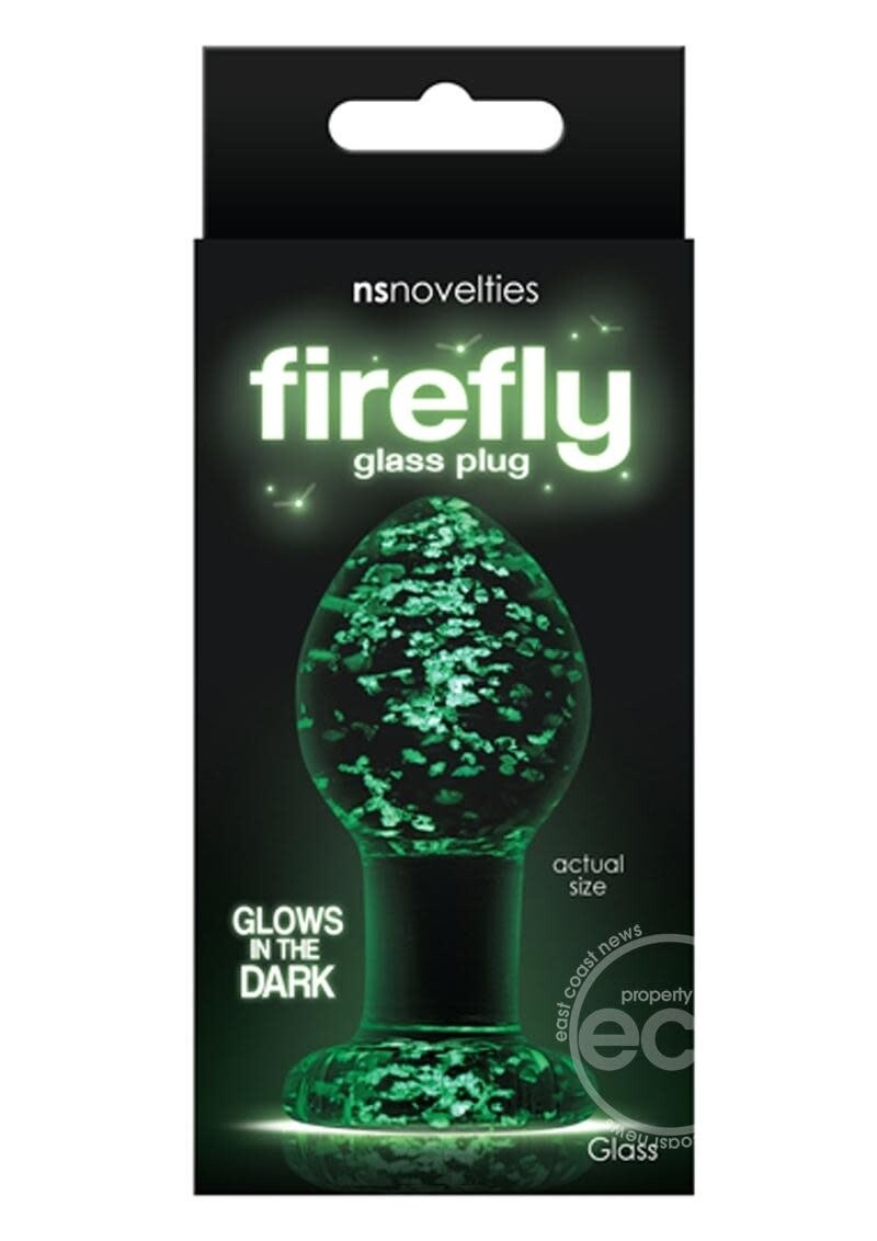 FIREFLY GLASS PLUG MEDIUM CLEAR 3" GLOW IN THE DARK