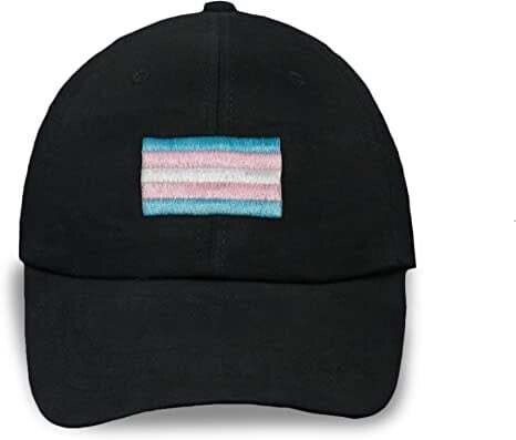 TRANSGENDER FLAG EMBROIDERED BLACK CAP