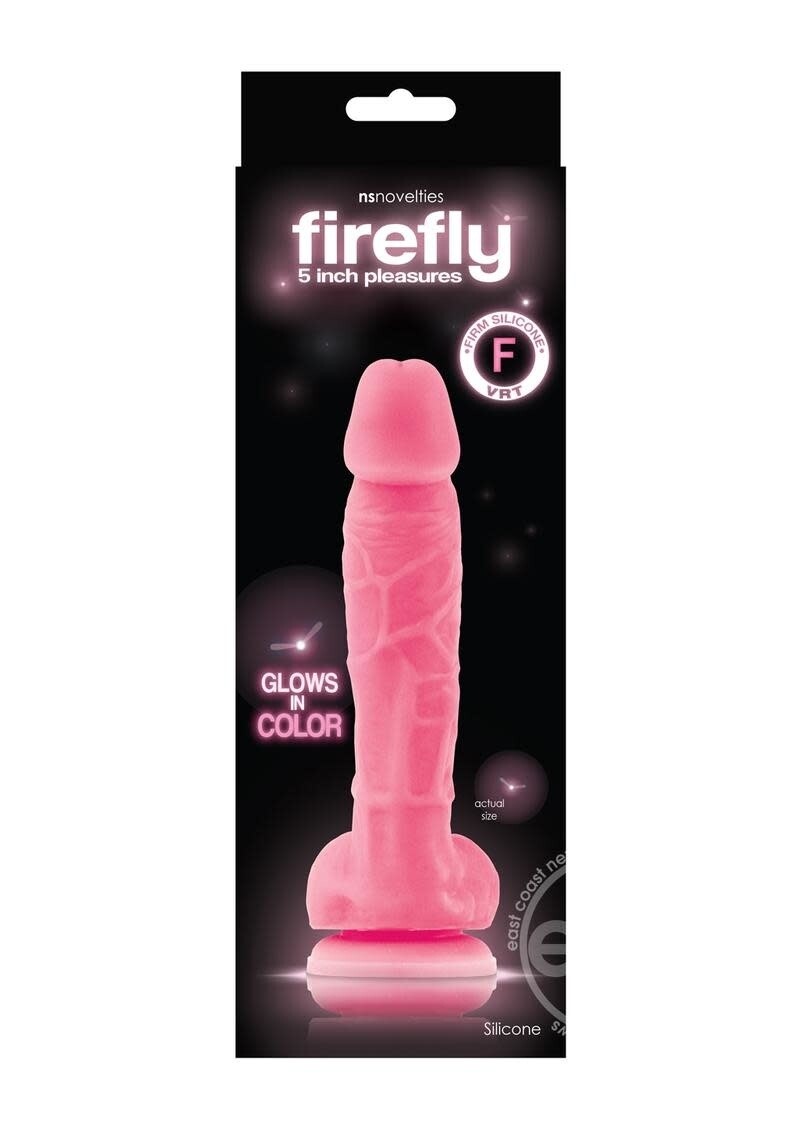 FIREFLY 5" PLEASURES SILICONE GLOW IN THE DARK DILDO PINK