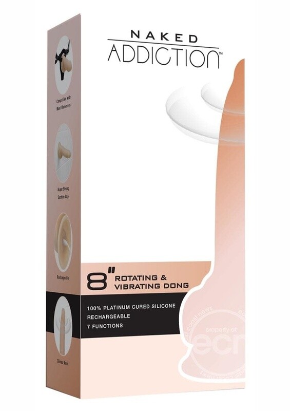 NAKED ADDICTION VIBRATING & ROTATING DONG 8" VANILLA