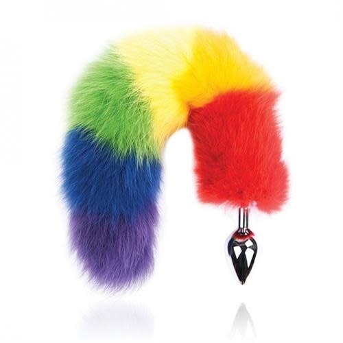 RAINBOW FOXY TAIL BUTT PLUG