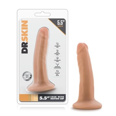 DR SKIN DILDO WITH SUCTION 5.5" 