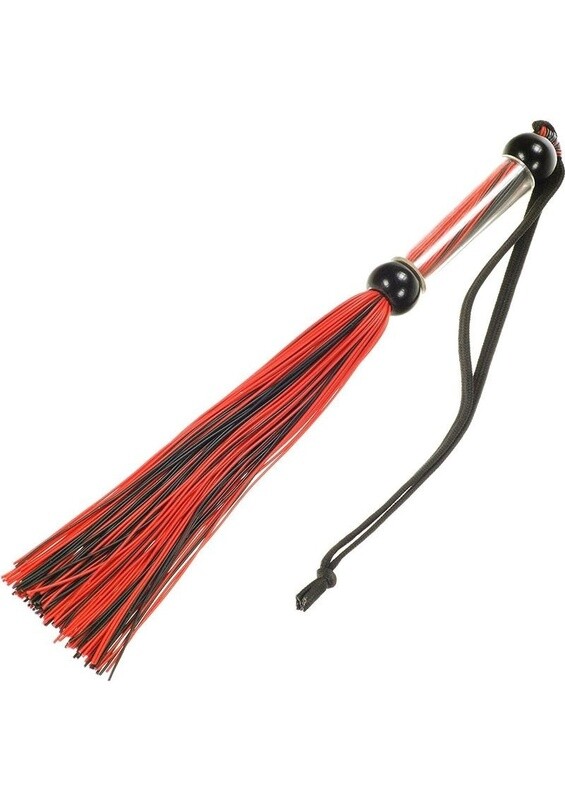 ME YOU US TEASE & PLEASE SILICONE FLOGGER BLACK & RED